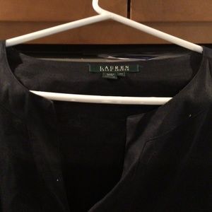 Black Linen Ralph Lauren 2x long sleeve split neck shirt